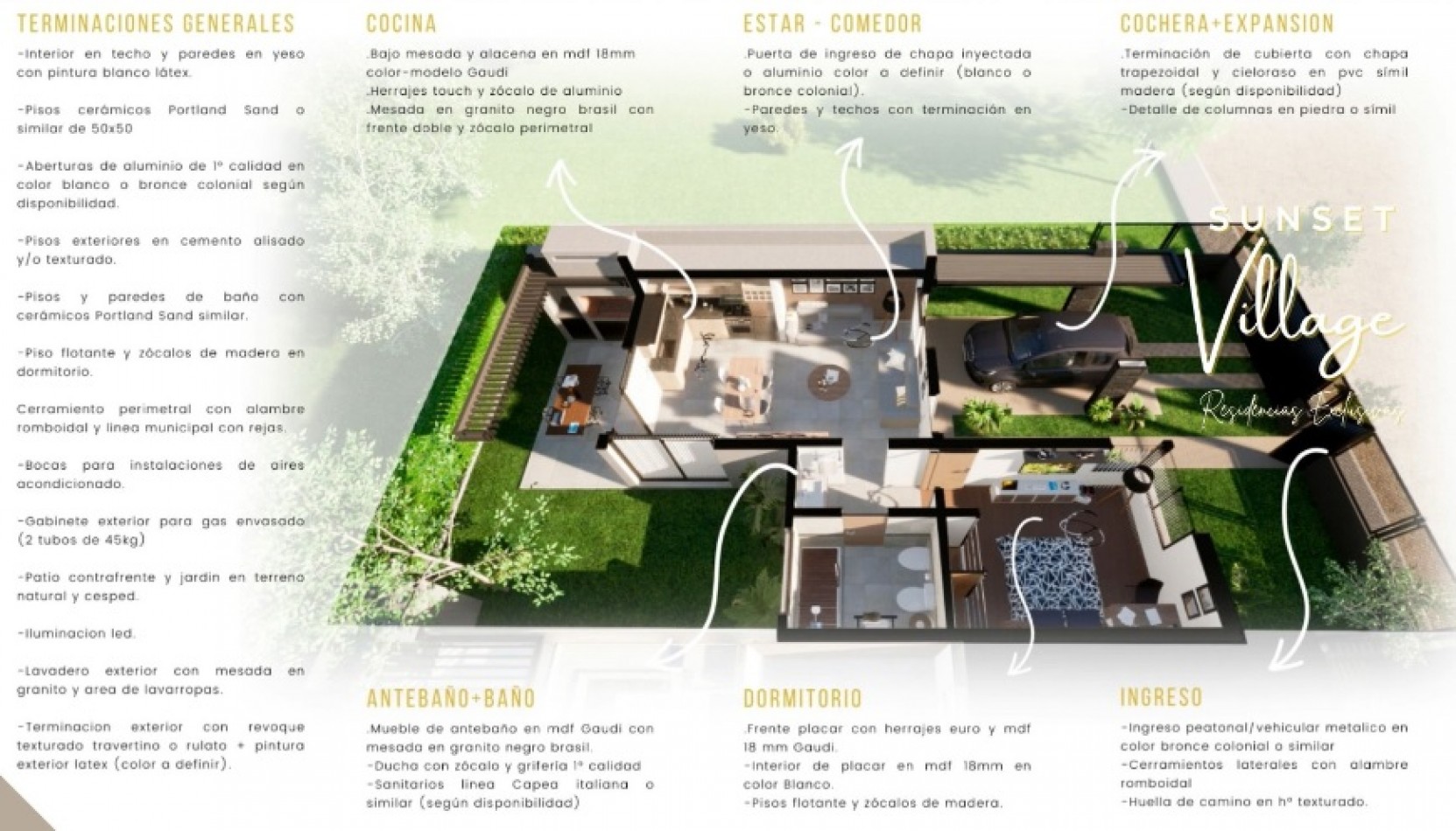 Complejo Sunset Village: Unidades de 1 y 2 dormitorios en Villa Santa Cruz del Lago, Valle del Sol. Entrega a partir de Enero 2024